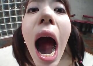 Japanese teen takes dog cum in her mouth before zoo pussy banging