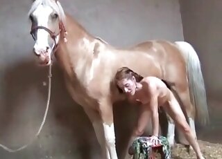 Skinny babe underestimated the size of this horse's huge penis