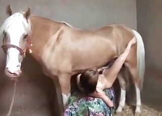 Babe fucks with a horse in a missionary and doggystyle positions