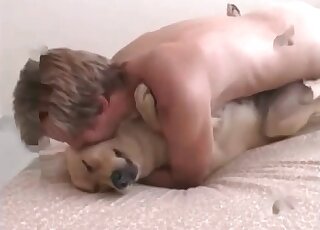 Nerdy zoophile guy satisfies his zoo sex desire by banging his dog