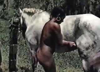 Latina bitch goes hardcore with a stallion and sucks its huge cock