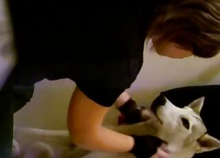 Emo chick making out with her white animal in a mostly erotic vid