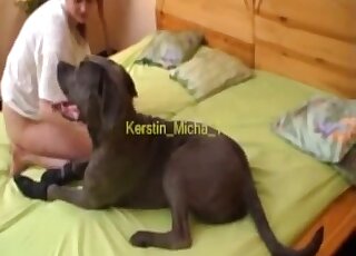 Awesome sex tape scene showing a leggy lady that fucks her dog